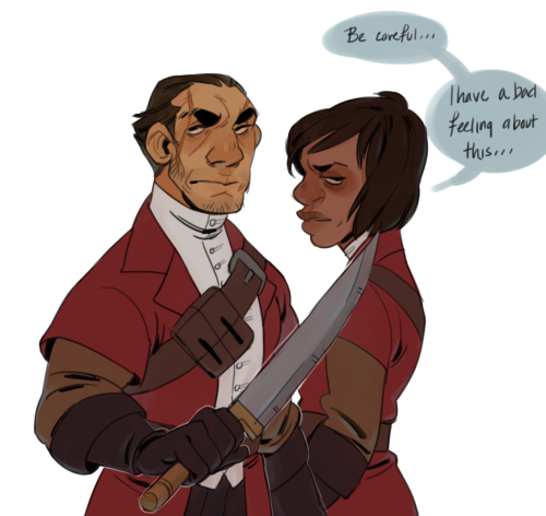 runningwithpaper: Billie looking out for her old man :) more Dishonored doodles because i cant conta