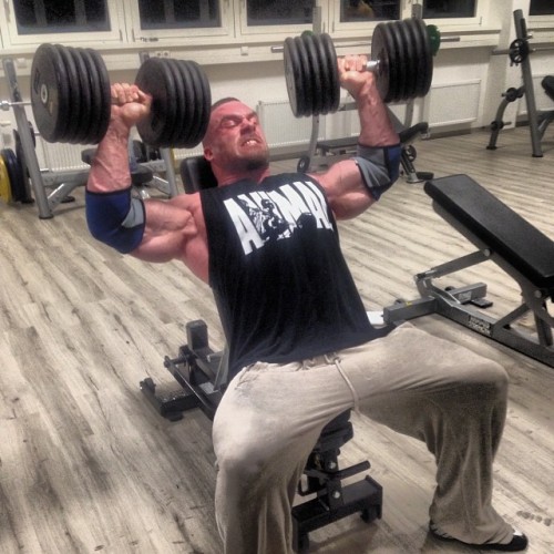 drwannabe:  Roman Fritz incline pressing 130s