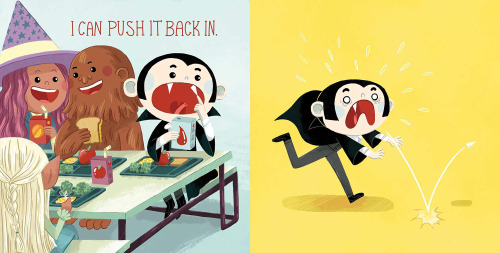 Spreads from my recent picture book, I Love My Fangs, which came out in 2020! Here’s the book descri