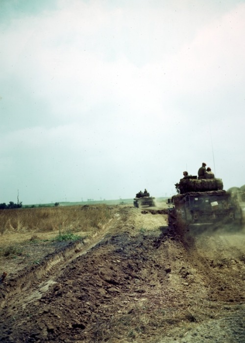 Canadian Cromwell tanks on the move south of Caen