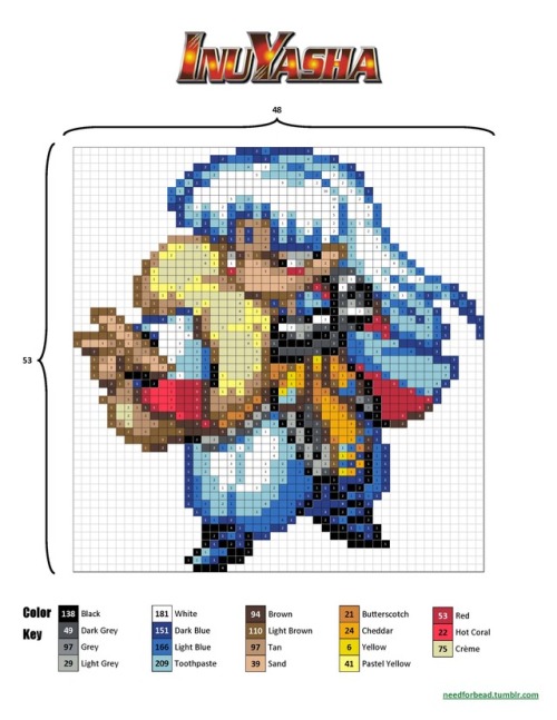 Inuyasha:  SesshomaruInuyasha was written by Rumiko Takahashi.For more perler bead designs chec