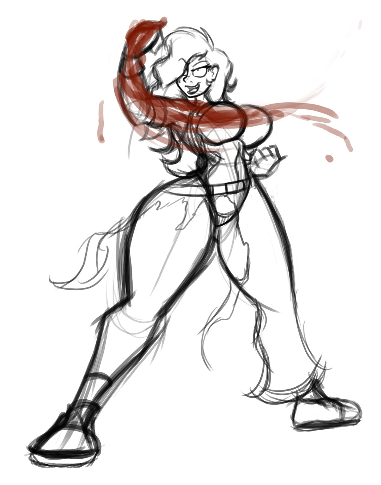 lil-miss-eidi:  Preliminary sketch of a conveniently censored fightgirl commissionGonna