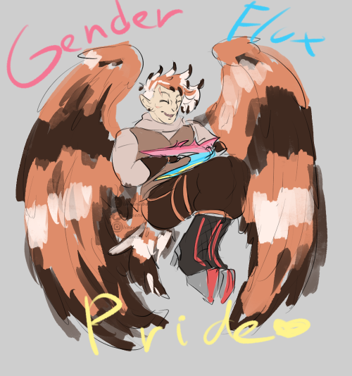 Genderflux pride !!!! Day 16!!!! Exactly whats on the imageHavent drawn Zinnah in so long… Yo
