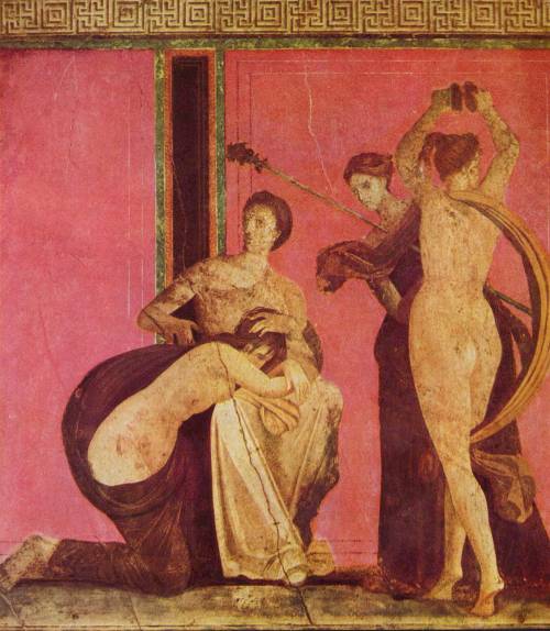 via-appia:Fresco, Dionysian scene with dancing maenad Roman, Villa of the Mysteries, Pompeii, 80 BC