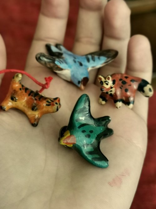 Since I don’t have a drawing tablet, I make these little charms, pins or sculptures that I’m plannin