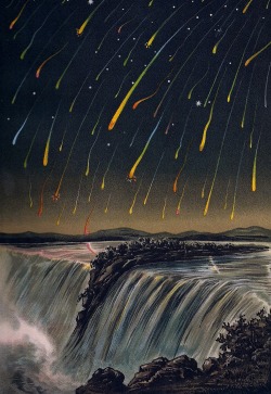 magictransistor:  E. Weiß, Bilderatlas der Sternenwelt (The Leonid Meteor Storm of 1833), 1888. 