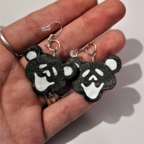 Sterling Silver handmade Grateful Dead Inspired Bear Earrings~Available at etsy.com/shop/TerrapinPer