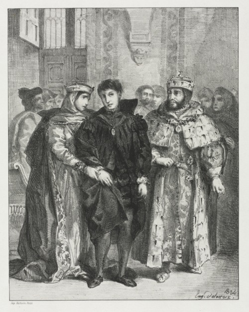 Hamlet: The Queen Endeavors to Console Hamlet, Eugène Delacroix, 1834, Cleveland Museum of Art: Prin