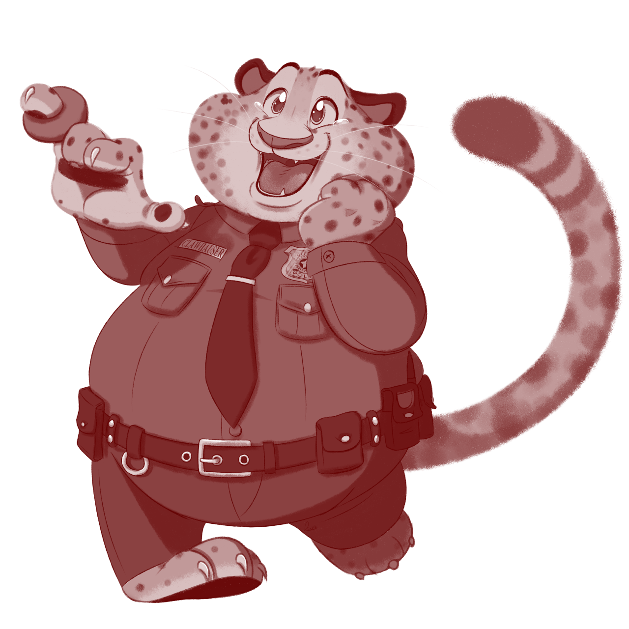 rworomeo:  Officer Benjamin Clawhauser, with a donut ring! From my own headcanon.