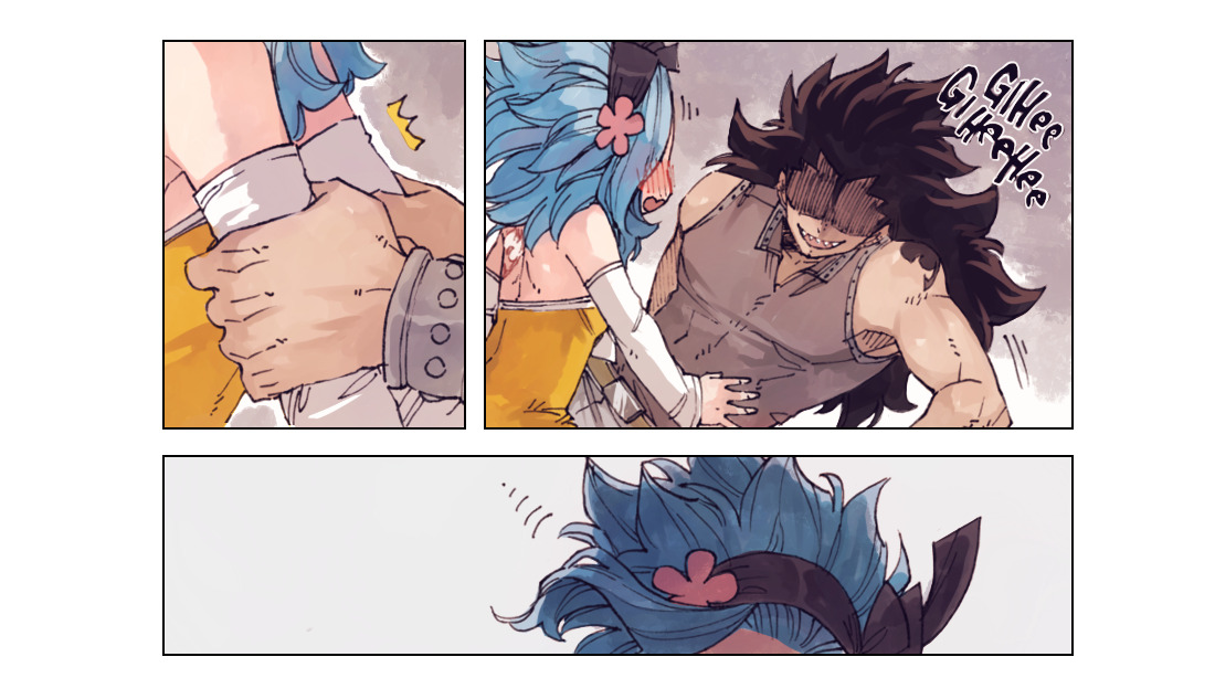 rboz:  gajeel loves to cuddle his smol womanBased on Mashima’s cute chibi Gajevy
