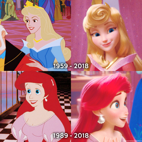 andersons-kilted-ass: mickeyandcompany:  Then and now. (friendly reminder that all disney princesses went through a redesign only so they could fit the animation style of Ralph Breaks the Internet)   THEY HAVE DIFFERENT FACIAL STRUCTURES. I LIKE IT 