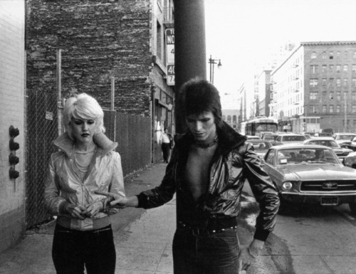 vintageeveryday:  Photos of Cyrinda Foxe with David Bowie on the set of his music video ‘The Jean Genie’, 1972.