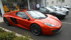 carsandetc:  Despite what this scene here may lead you to believe, spotting a McLaren out and about is a pretty rare event. To catch this lineup, I checked out the McLaren dealership in Greenwich, CT