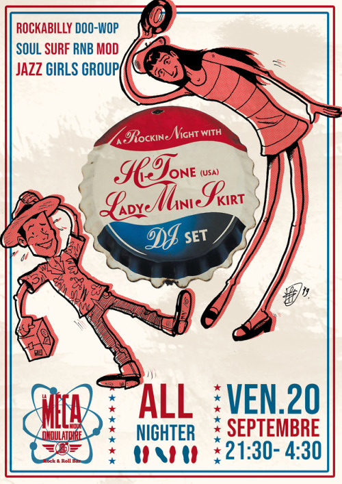 Poster artwork for Hi-Tone and Lady Mini Skirt’s DJ set ar la Mécanique Ondulatoire, pa
