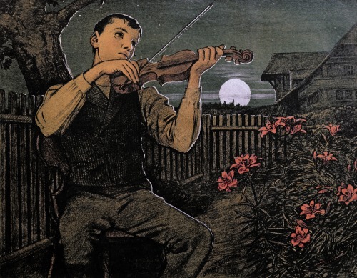 Violin player to the Moon, 1897, Hans Thoma. Germany (1839 - 1924)