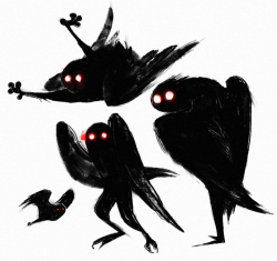 spoopy-beeps:  birdloaf: AAAAA LOOK OUT!!! its MOTHMAN  Love my cryptids