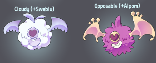 lizardbatdraws:  Some woobat variations! I just chose some pokemon from it’s egg group.
