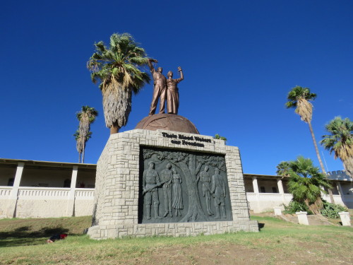 Monument to independence in the Namibian capital, Windhoek. The statue depicts two Namibians standin