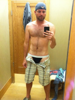 runningjock82:  Horny in the fitting room.