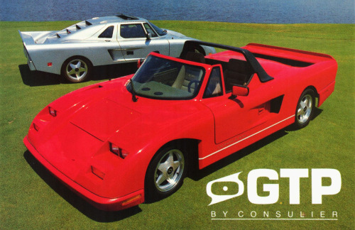 carsthatnevermadeitetc:  Consulier GTP, 1985. A mid-engined “supercar” with a carbon fibre monocoque and external panels made of Kevlar that was the brainchild of wealthy financier Warren Mosler who went on to run for the presidency 2012. He didn’t