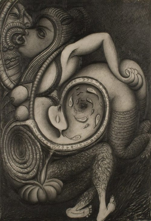 Gregory Gillespie, Untitled, pencil on paper, 13 x 9 inches.