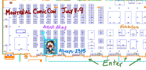 I’ll be at Montreal ComicCon this weekend at Palais de Congrès, table 2315. The floorplan on the sit