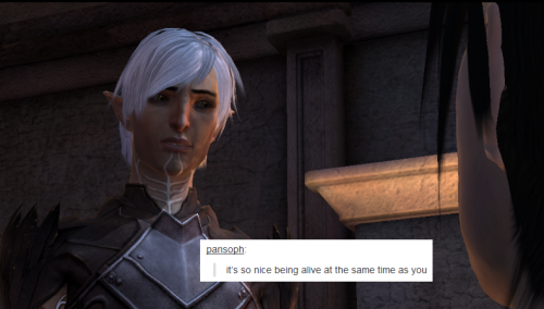 bubonickitten: Dragon Age 2 + text posts — Fenris/Hawke decided to do a fenhawke one. bc why n