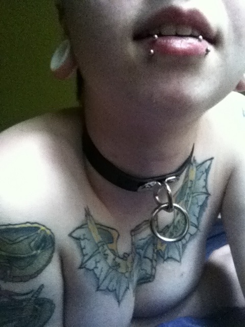 violent-fucking:  Not the best pics. But showing off my new collar