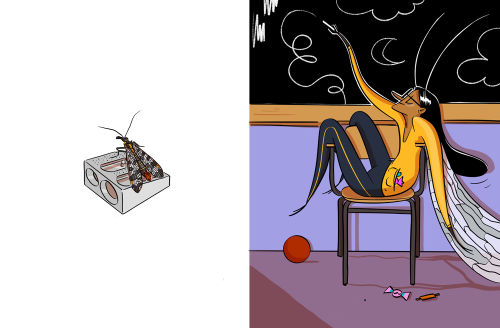 Una parte della serie di 30 illustrazioni che ho realizzato per Il mio compagno è una cicala di Annalisa Strada, edito da DeA Planeta Libri (2019).