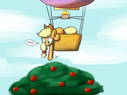 whatisapokemon:  Day 4 - Draw a pony stepping up/Draw a pony looking down Applejack has a flying machine and is using it to achieve her lifelong dream of apples.  x3!