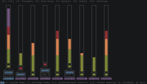 “ pacmixer is an alsamixer alike for PulseAudio.
”