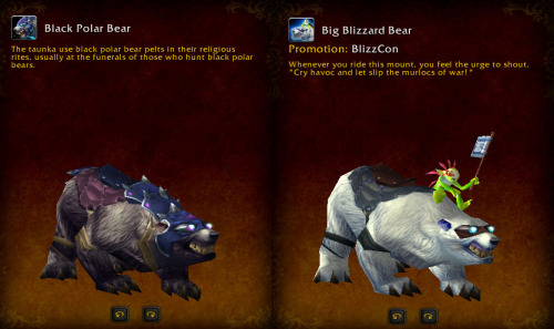 betamourne:  Lore tidbits: talbuks will kick your ass the Kirin Tor magically enhanced the alliance brown bear Black Polar Bear doesn’t appear to be in the game, however it is revered by the Taunka of Northrend rhinos hate gnomes camels what turtles