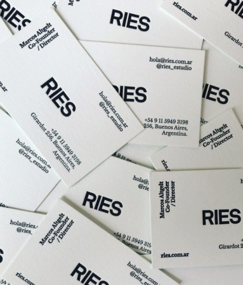 Ries, letterpress business cards design, 2018.