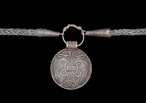 archaicwonder:Viking Double Headed Raven Pendant Necklace, 11th-12th Century ADA silver plaited rope