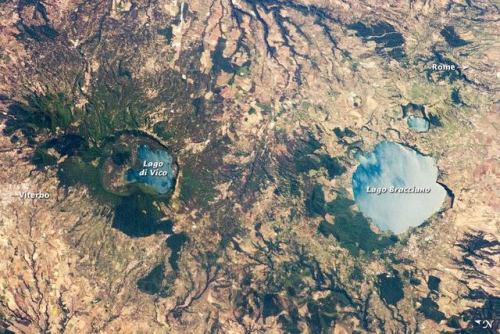 earthstory:Italian Caldera LakesThis image taken from the International Space Station shows a pair o