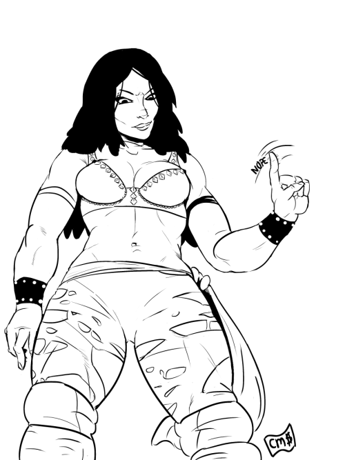 cmoniesdraws:  practicing different angles and perspective did it on a sketch of Ivelisse from LU might color 