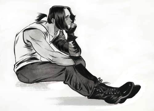 bananasandguavas:  there was a point last year when i drew a lot of buckys w/ ponytails but i don’t think any of them ended up on my blog?? what a shamemostly an excuse to practice trad inking, which i’m still new to. also has some photoshop thrown