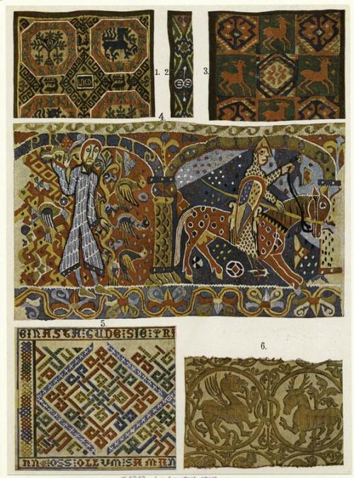 Medieval Scandinavian tapestries.from: Coloured ornament of all historical styles, with coloured pla