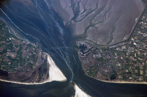 Den Helder (Netherlands) from the InternationalSpace Station.The city and harbour of Den Helder in t