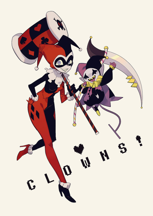 Harley Quinn & Jevil！cute clowns