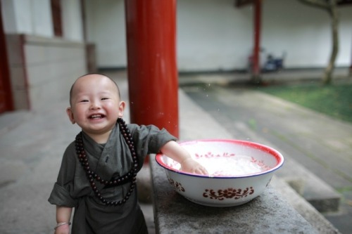 yuppvinny: cultureincart: The cute little monk in Xichan Temple, Fuzhou, southeast China’s Fuj