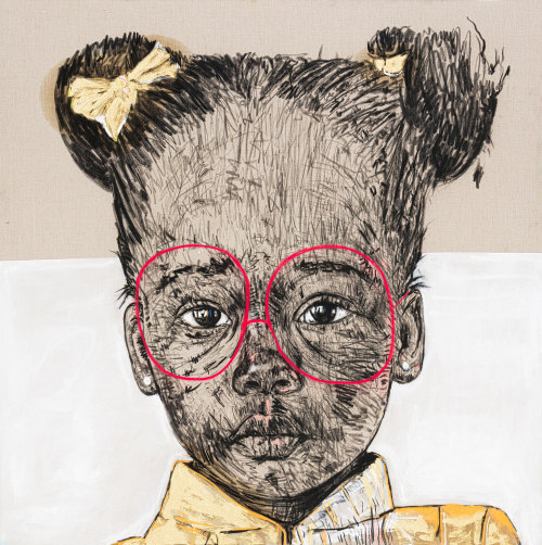 itscolossal:Mixed-Media Portraits by Nelson Makamo Reflect Childhood Innocence and Wonder