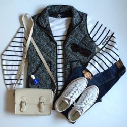 slapping:  White Long Sleeve Striped Knit Sweater