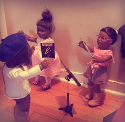 theblackdolllife: huffsomepuff:  My little Cousin is having a American Girl Doll Christmas Concert in my hallway.  {So this is beyond cute. Representation matters. I love this. I know this is for the fashion sized dolls but since it’s my blog I’m