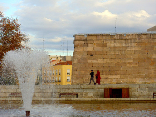 Fountain behind El Templo de Debod, Madrid, Spain.