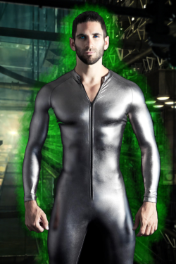 chiptheandroid: UNIT-2694U He’s a former man.He’s now a fully functional android, converted by nanites into an artificial being.He’s programmed to assimilate you into the silver lycra collective.Resistance is sexy, but futile. 