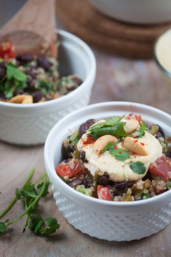 veganrecipecollection:  (via Quinoa and Black Beans with Cashew Queso Sauce from Robin Robertson’s New Book | Manifest Vegan) 