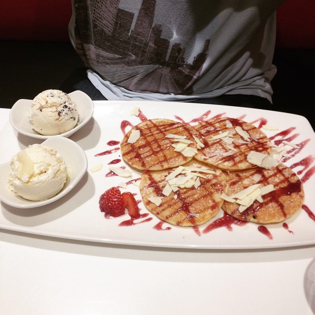 Yummy! I love treating my love 💕 we went out for waffles! Dean got his favourite,