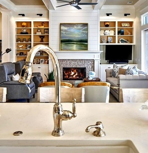Charleston Family RoomExample Of A Mid-sized, Open Concept, Transitional Family Room With Light Wood