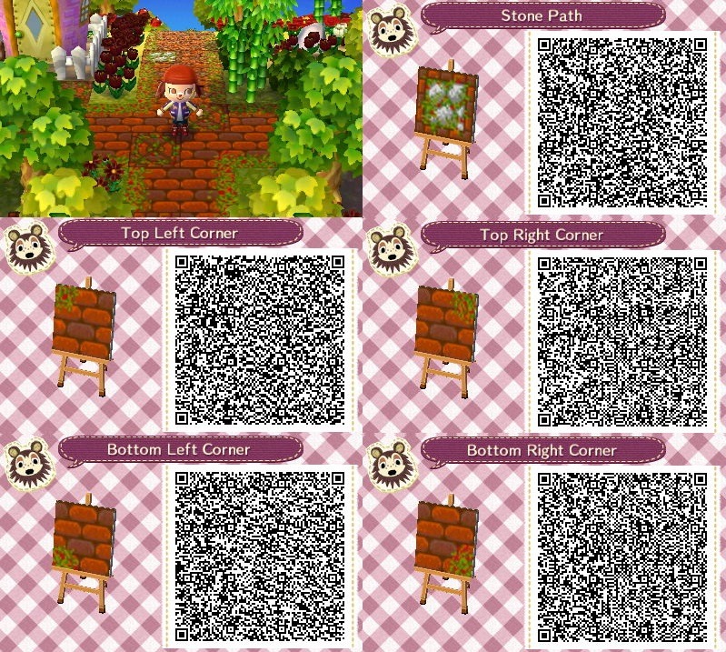 animal crossing new leaf stone path qr codes